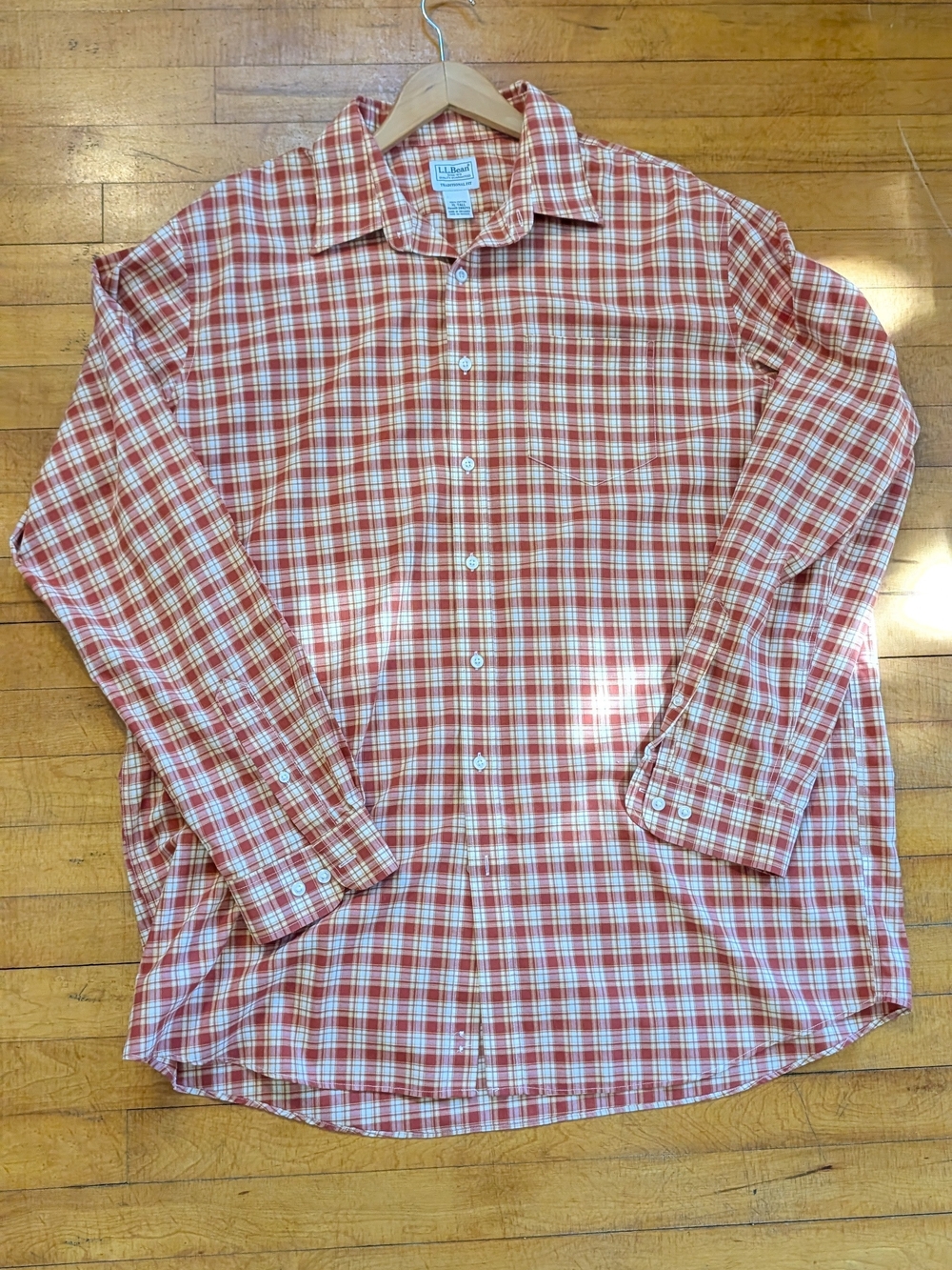 L.L. Bean Red Plaid Long-Sleeve Button-Down Shirt